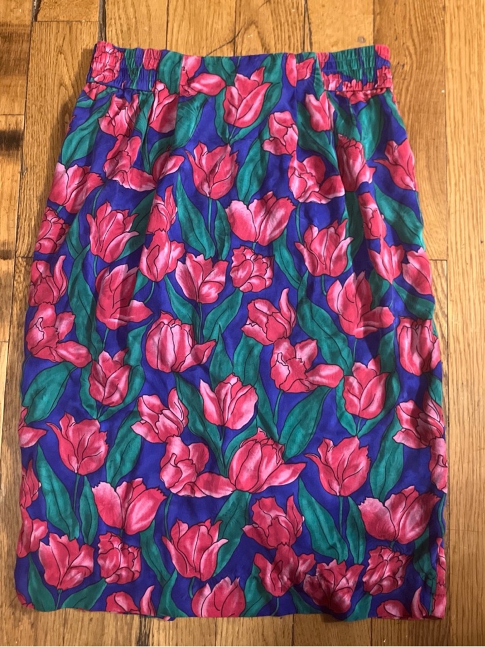 Vibrant Vintage Pink Floral Pencil Skirt